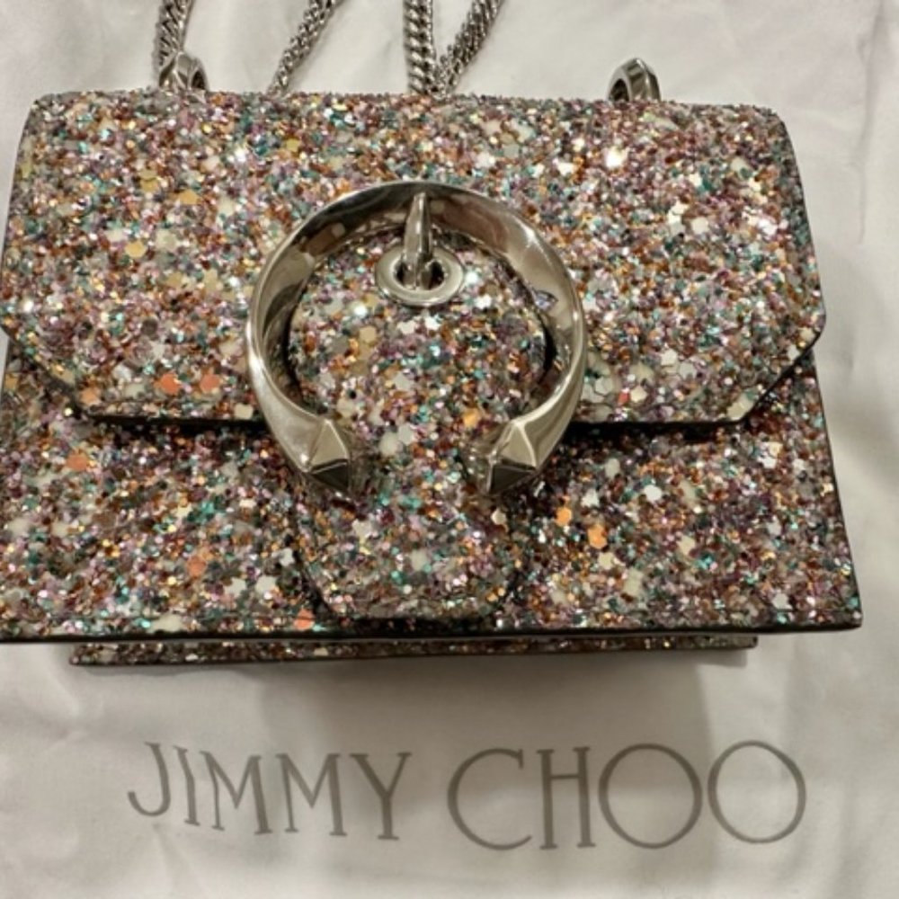🆕 JIMMY CHOO MINI GLITTER PARIS BAG - Picture 5 of 5
